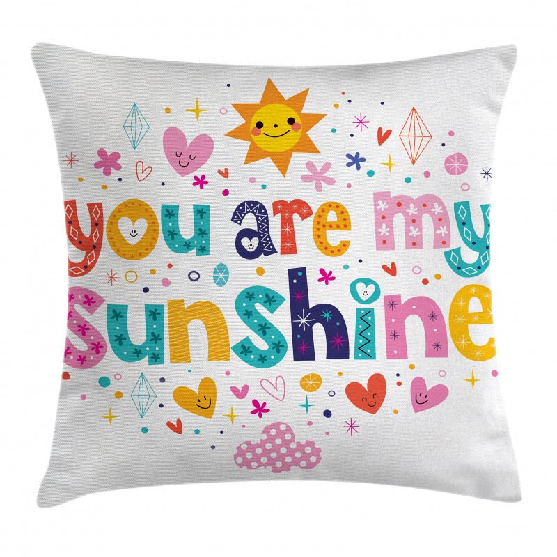 Cartoon Happy Sun Heart Pillow Cover