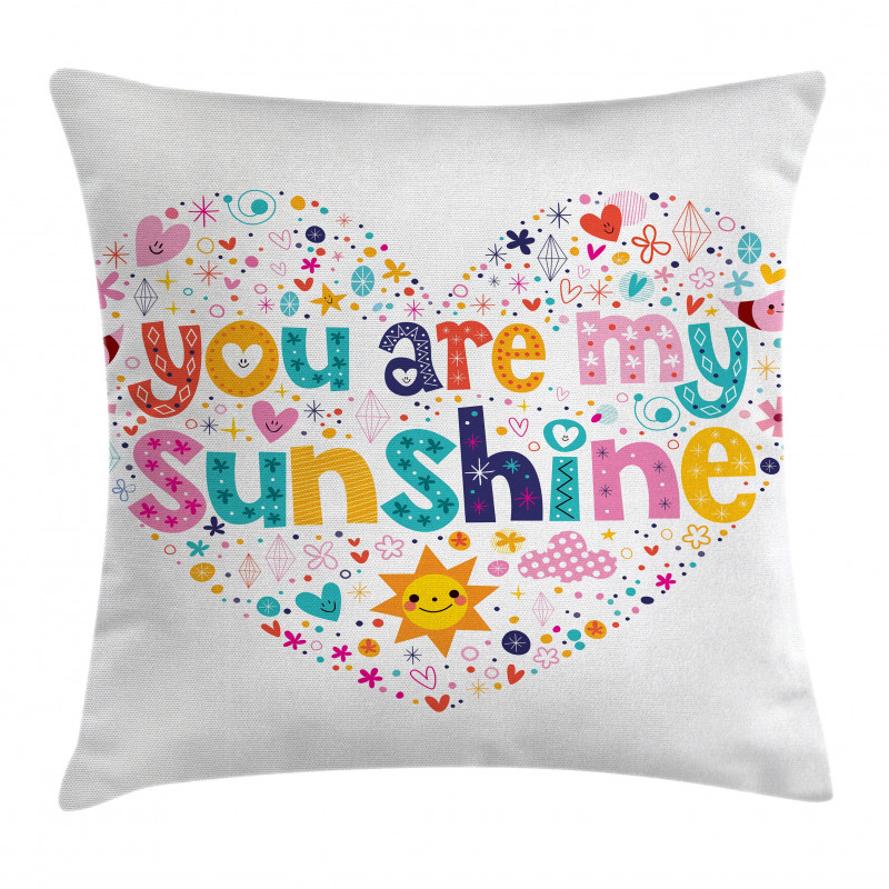 Words with Heart Shapes Pillow Cover