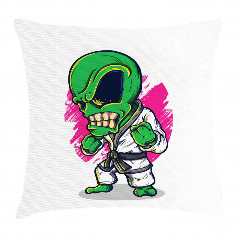 Angry Alien Karate Art Pillow Cover