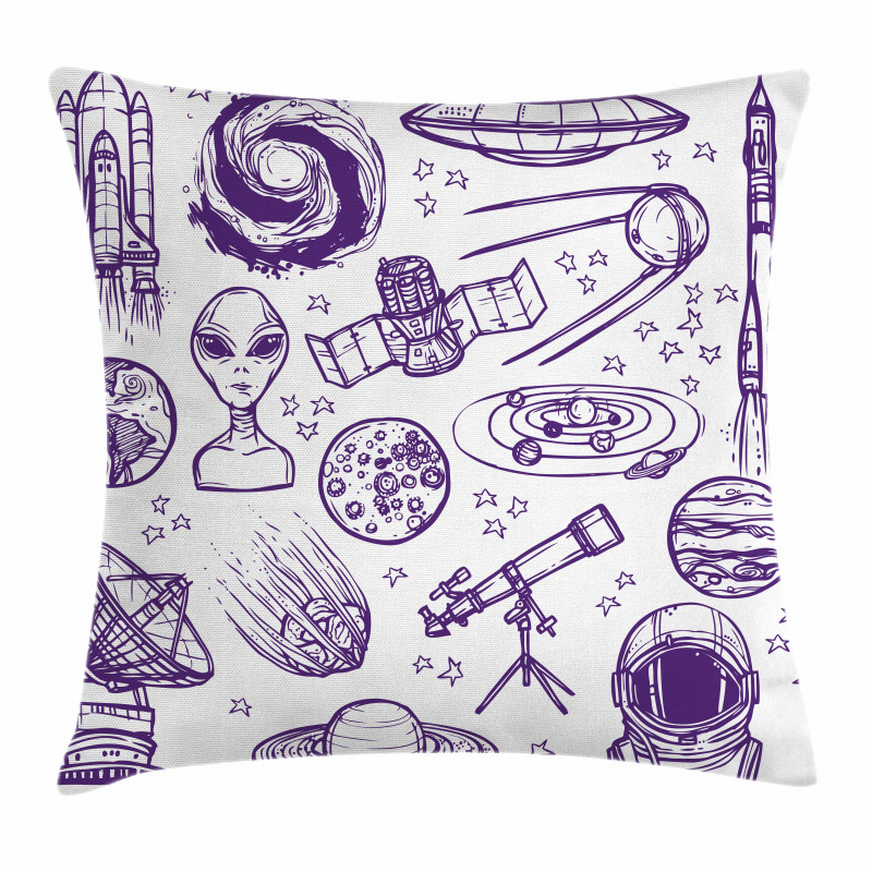Sketch Alien Planet Art Pillow Cover