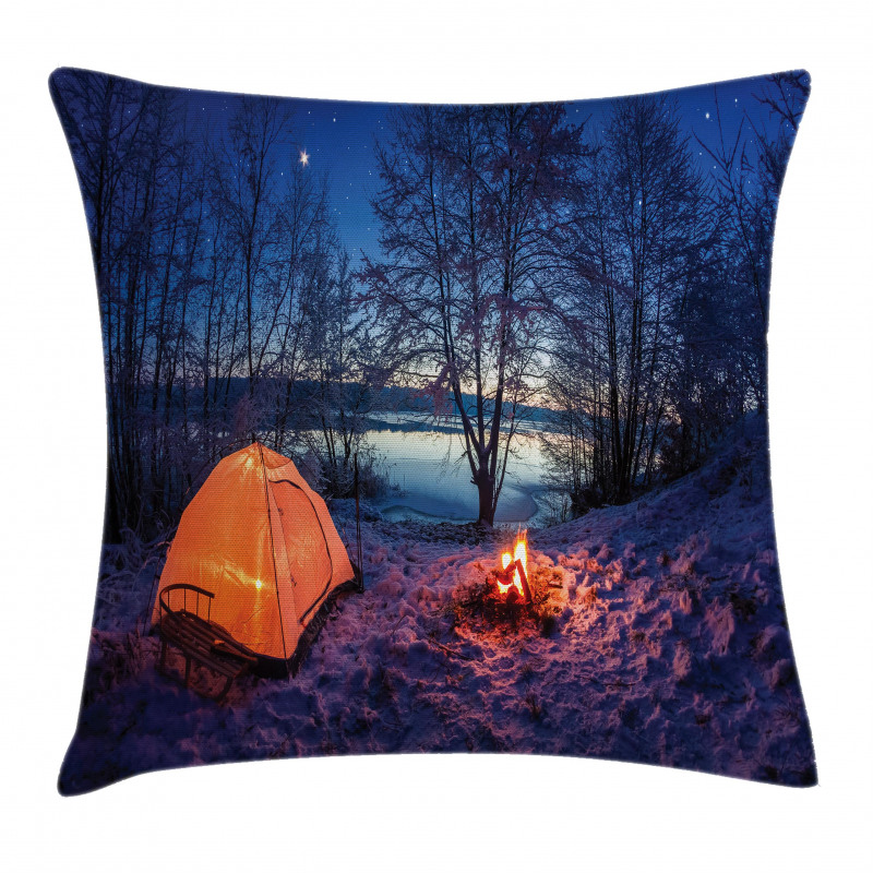 Night Camping Adventure Pillow Cover