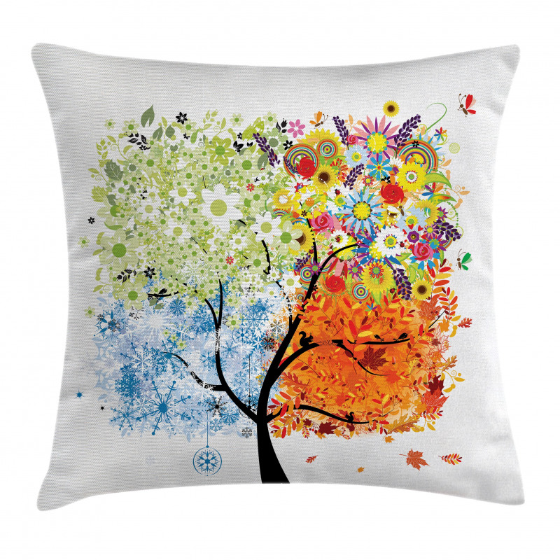 Flowers 4 Season Theme Pillow Cover