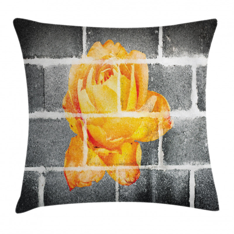Warm Rose Brick Wall Pillow Cover