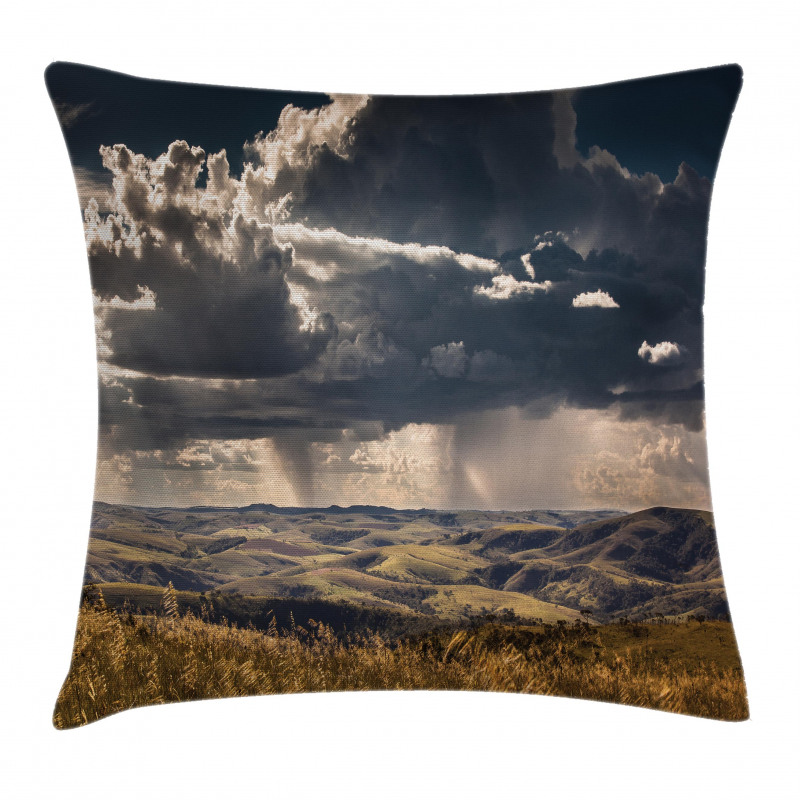 Fluffy Clouds Mountains Pillow Cover