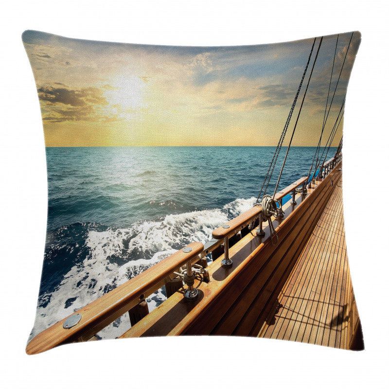 Sailboat Sunset Sea Pillow Cover