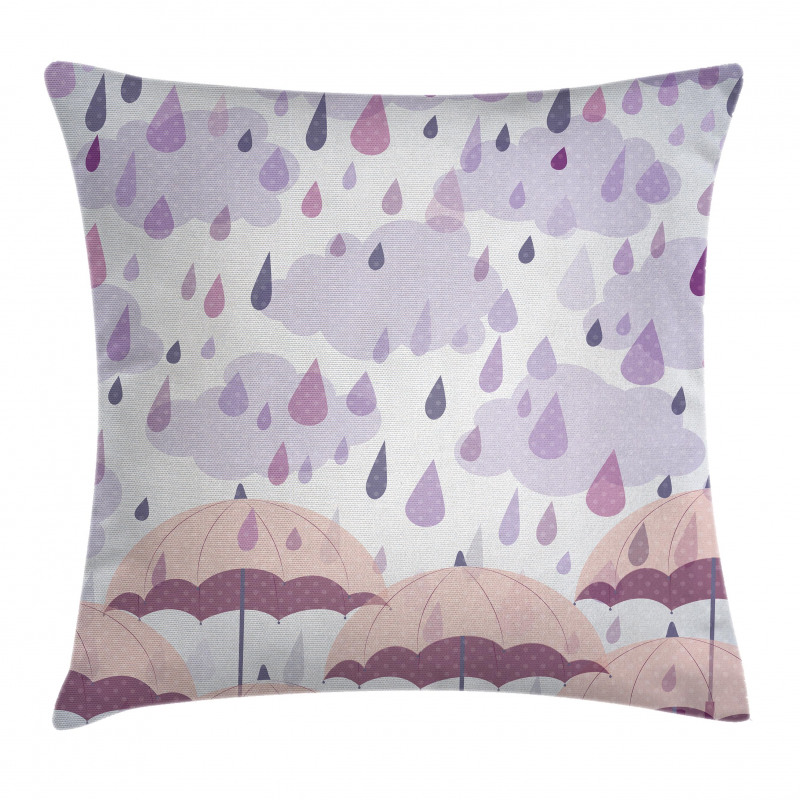 Pink Umbrellas Rain Pillow Cover