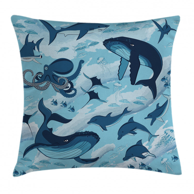 Dolphins Octopus Starfish Pillow Cover