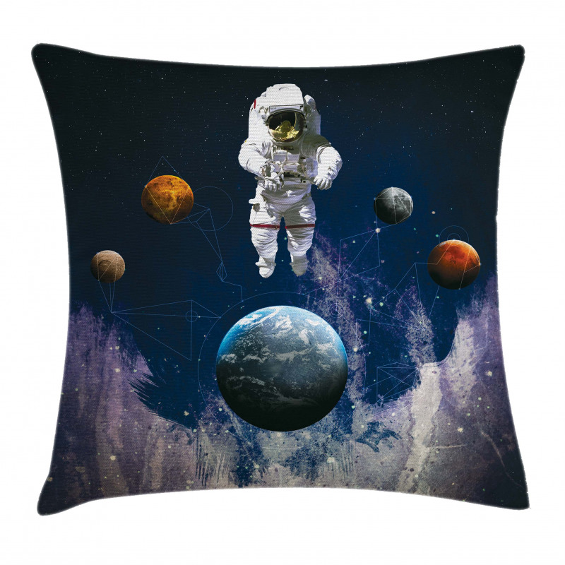 Planets Astronaut Space Pillow Cover
