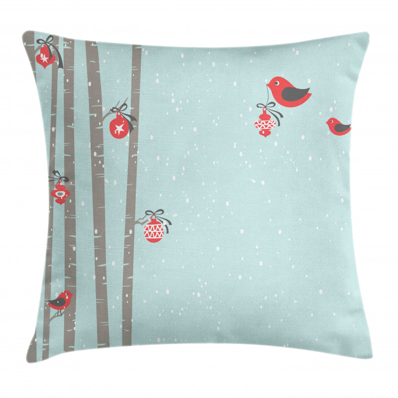 Red Bird Winter Pillow Cover