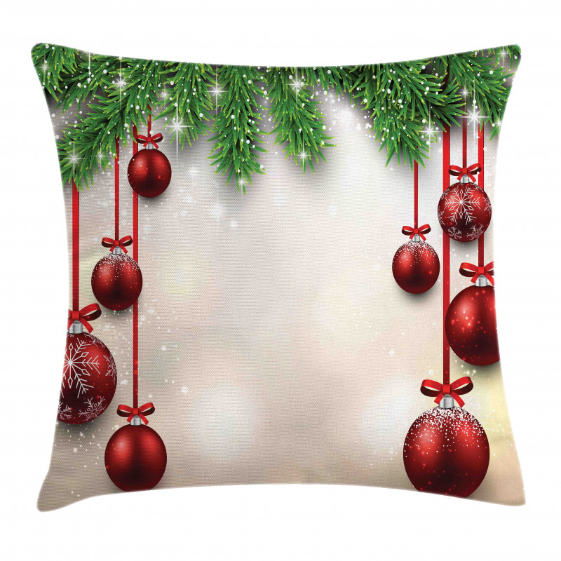 Red Balls Ribbons Pillow Cover