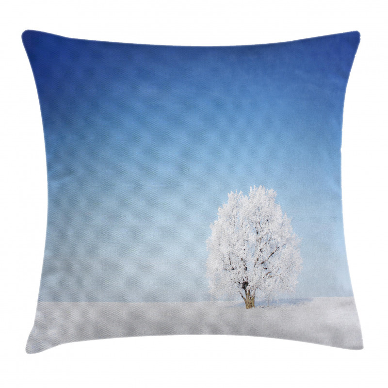 Alone Tree Snowy Field Pillow Cover