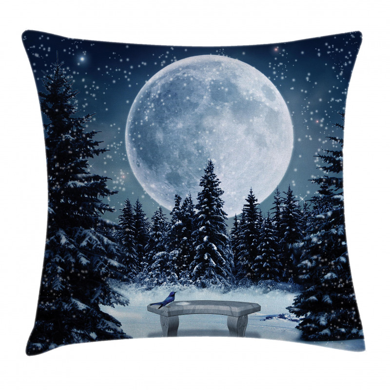 Moonlight Forest Bird Pillow Cover