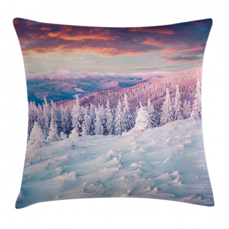 European Snowy Mountain Pillow Cover