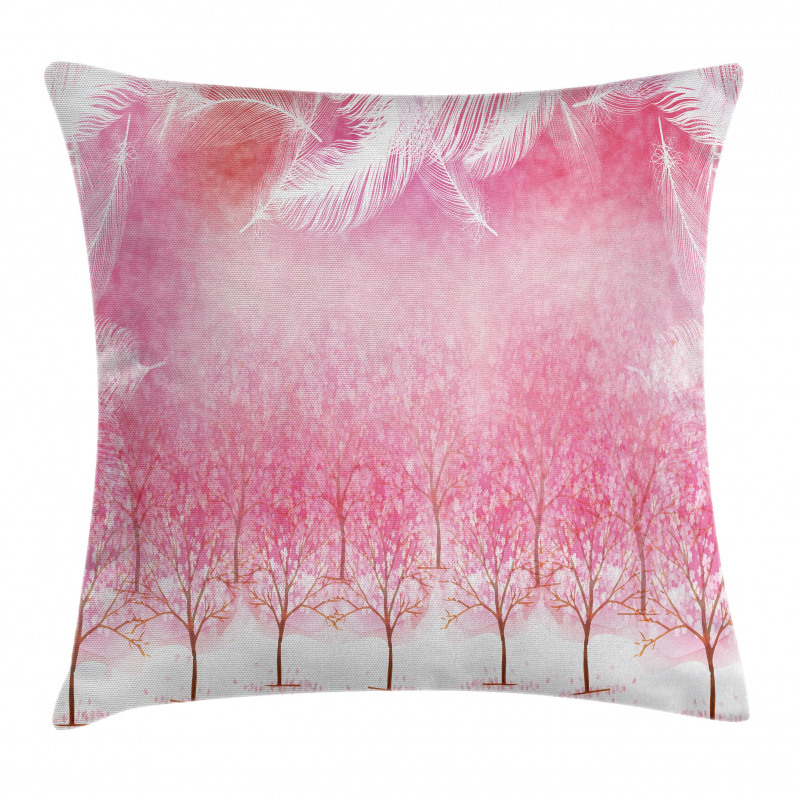 Cherry Trees Feathers Pillow Cover