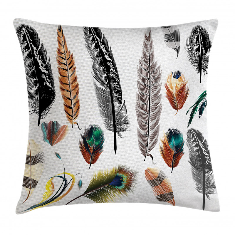 Bird Feather Retro Vibrant Pillow Cover