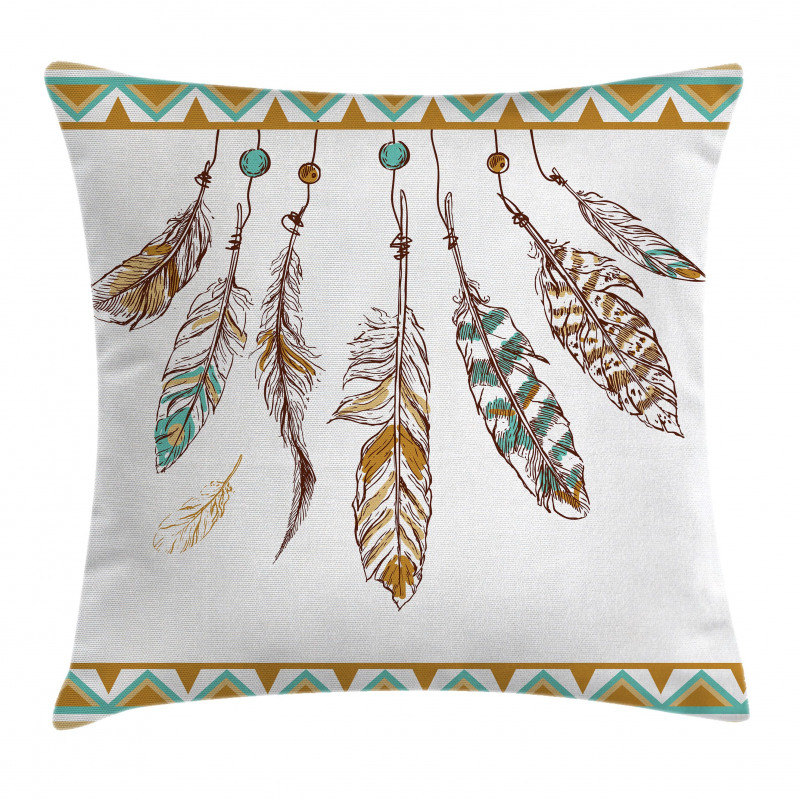 Boho Style Feather Old Pillow Cover