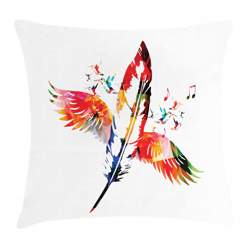 Feather with Wings Birds Pillow Cover
