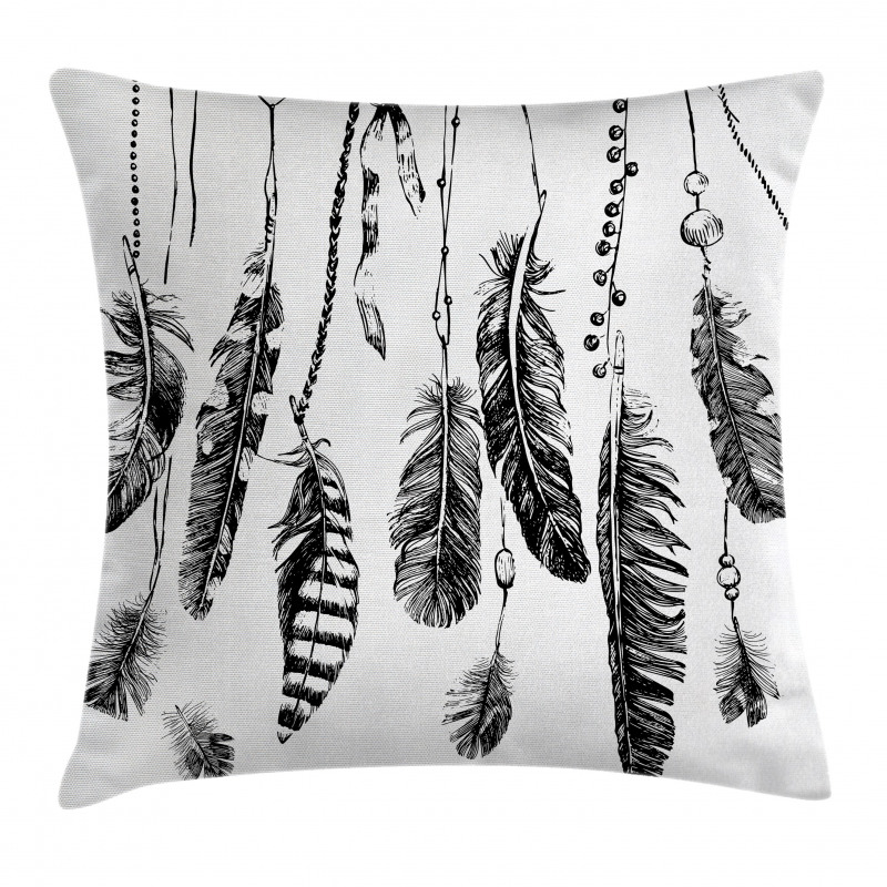 Hand Drawn Feather Pillow Cover