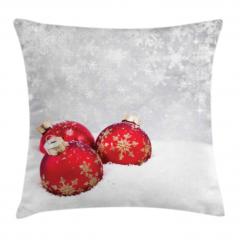 Baubles on Snowflake Pillow Cover