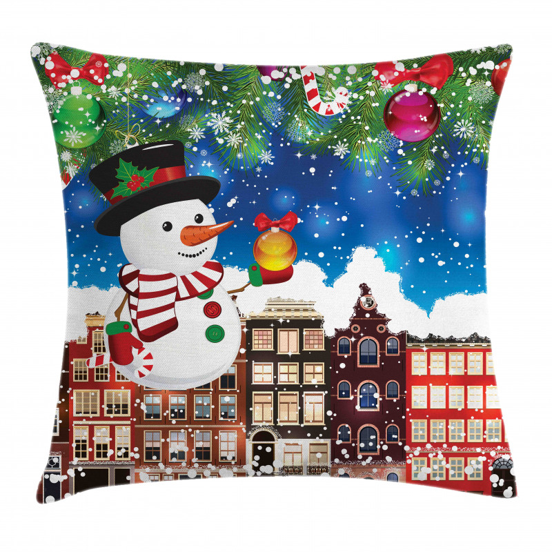 Snowy City Street Pillow Cover