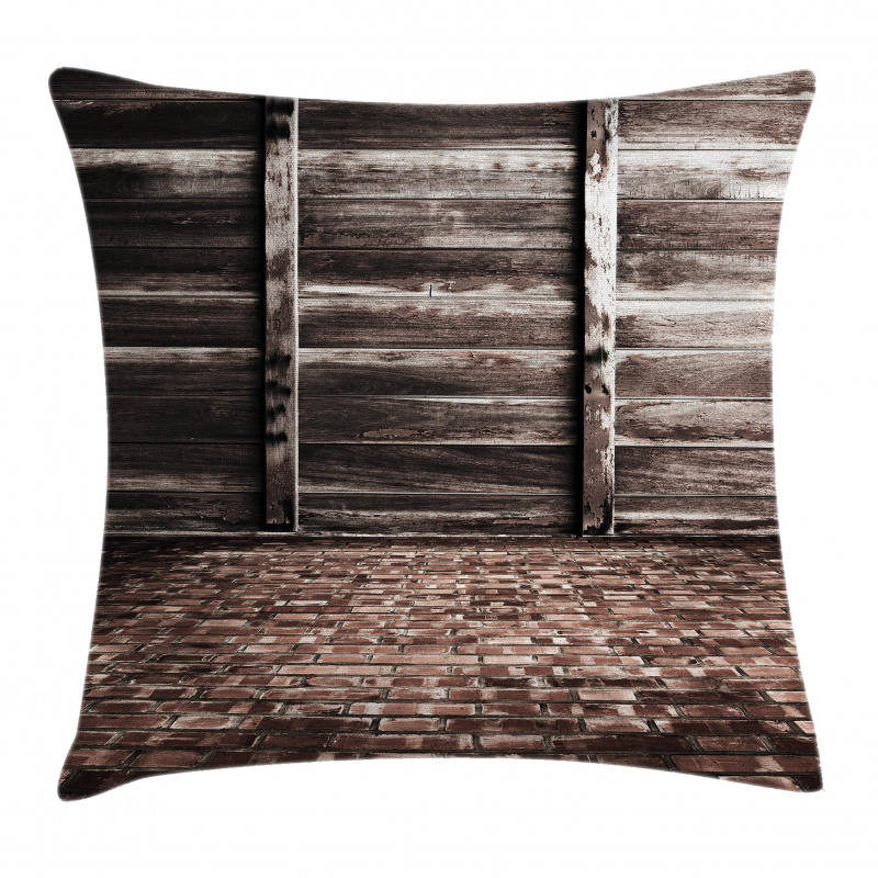 Brick Floor Wooden Wall Pillow Cover