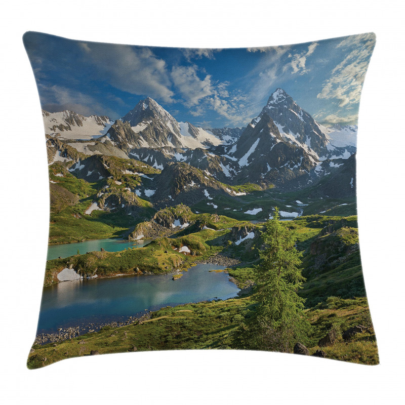 Snowy Mountain Lake Pillow Cover