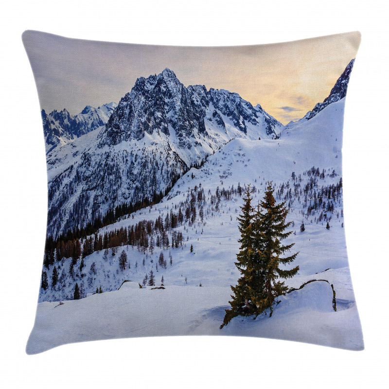 Snowy Mountain Winter Pillow Cover