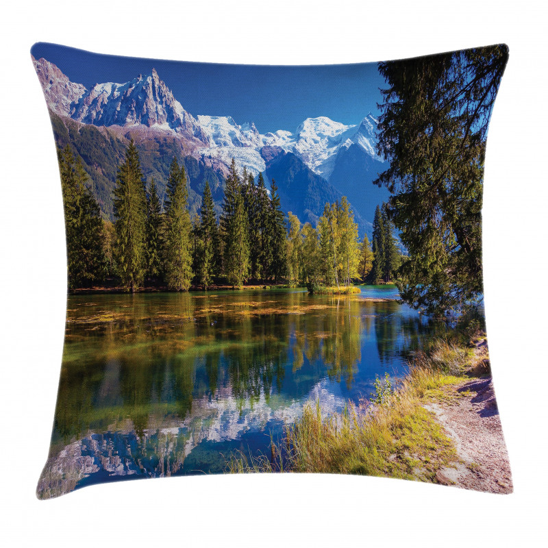 Snowy Alps Lake Pine Pillow Cover