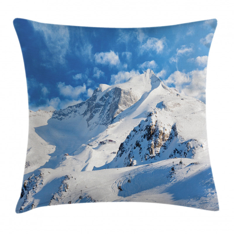 Snowy Mountain Ski Pillow Cover
