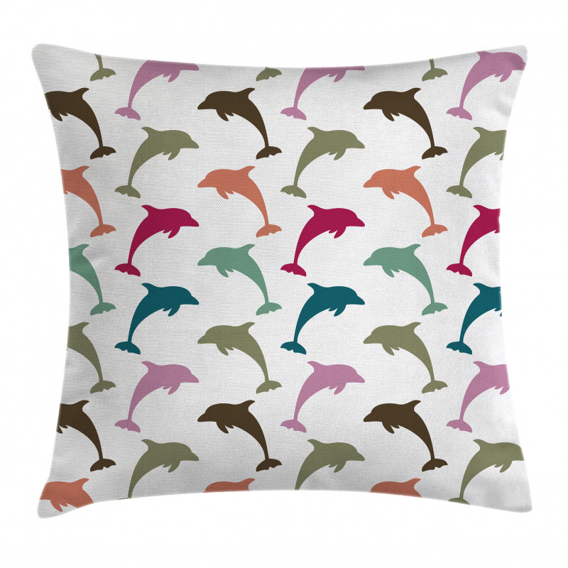 Colorful Dolphins Art Pillow Cover