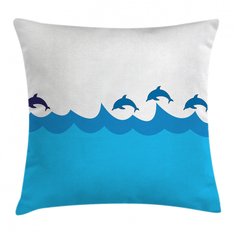 Dolphins on Waves Ocean Pillow Cover
