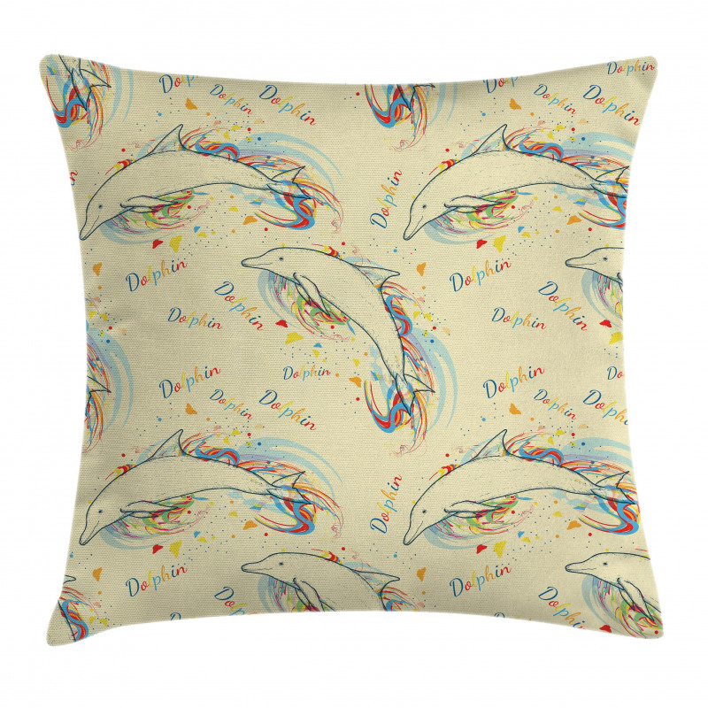 Swimming Dolphins Pillow Cover