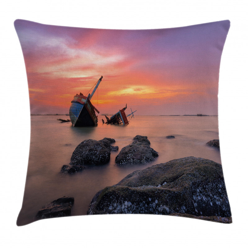 Foggy Water Sunset Pillow Cover