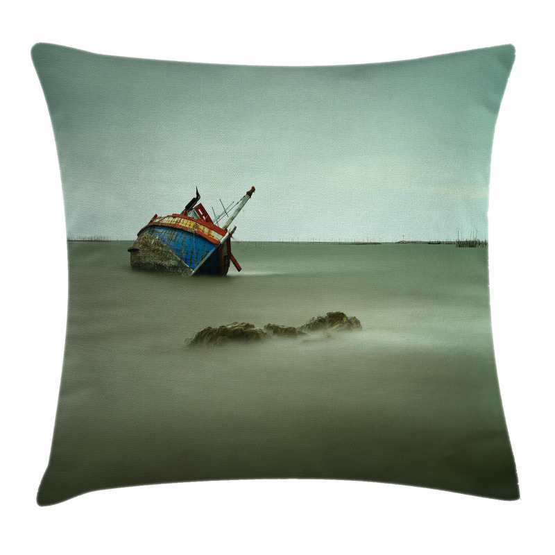 Abandoned Fishing Boat Pillow Cover
