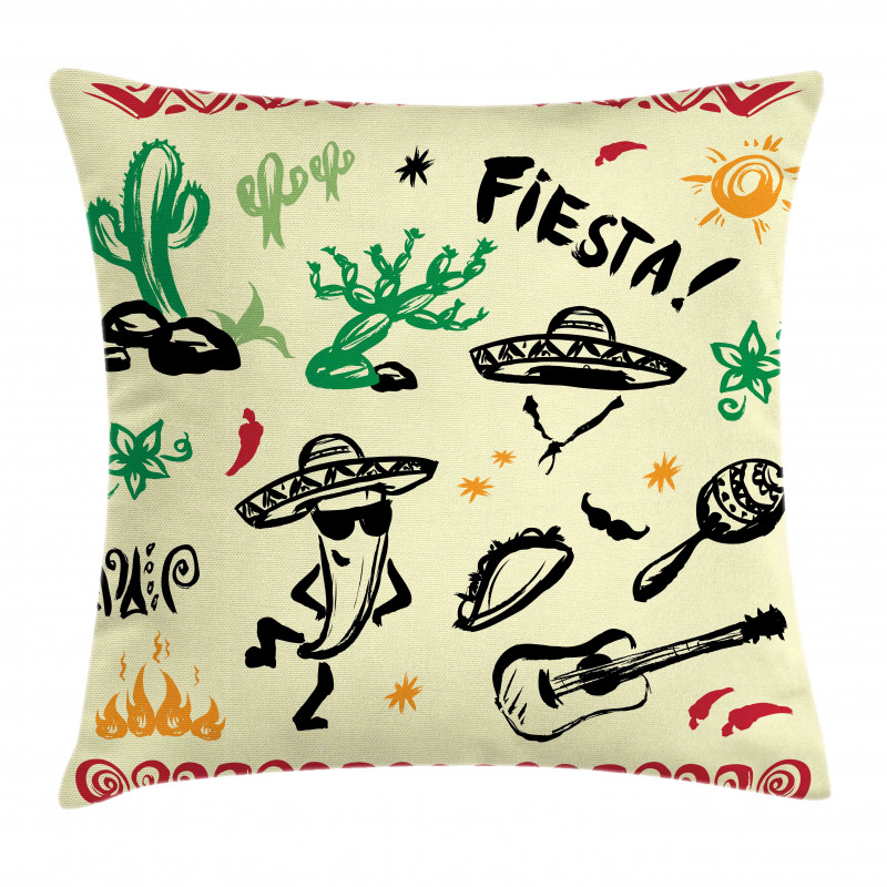 Taco Fiesta Guitar Pillow Cover