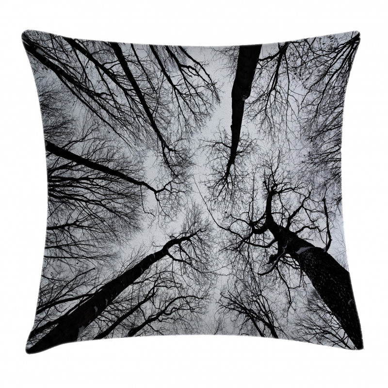 Dark Winter Forest Tree Pillow Cover