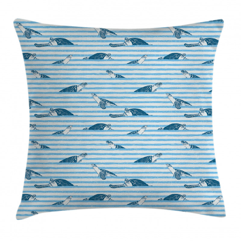 Turtle Blue Aquatic Pillow Cover