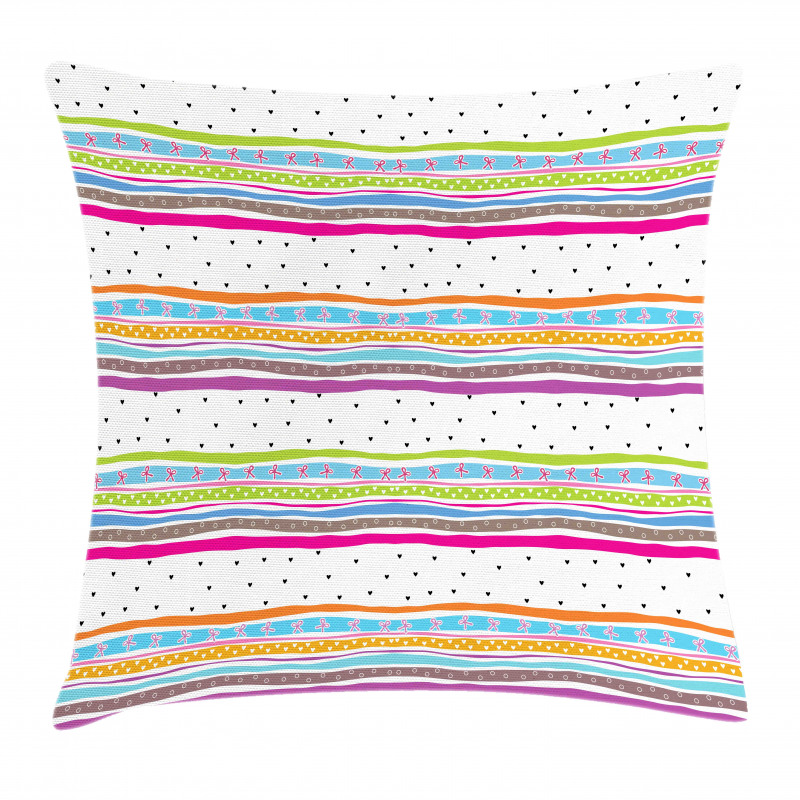 Bows Hearts Dots Girly Pillow Cover