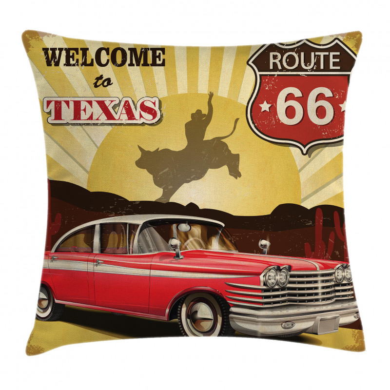 Texas Car Cowboy Words Pillow Cover