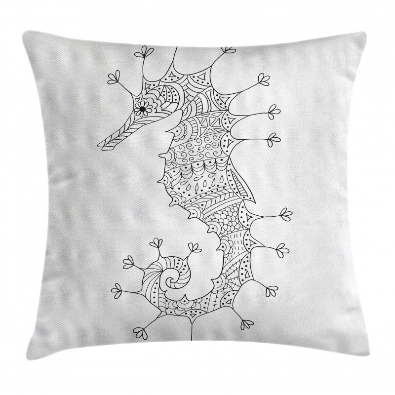 Seahorse Heraldic Art Pillow Cover