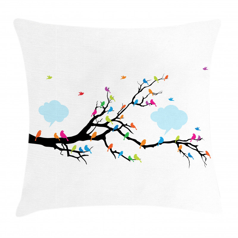 Winged Birds on Tree Pillow Cover