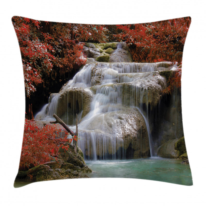 Fall Trees with Rock Pillow Cover