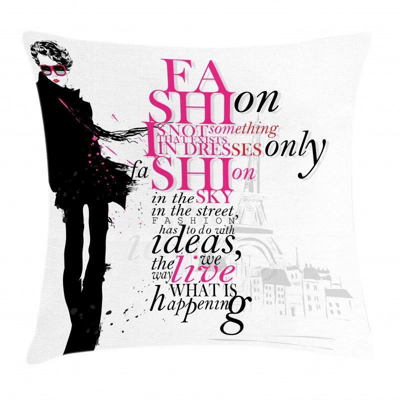 Paris Girl Words Pillow Cover