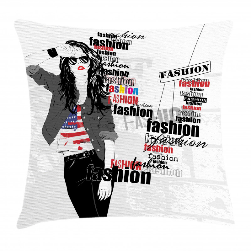 Modern Teen Girl USFlag Pillow Cover