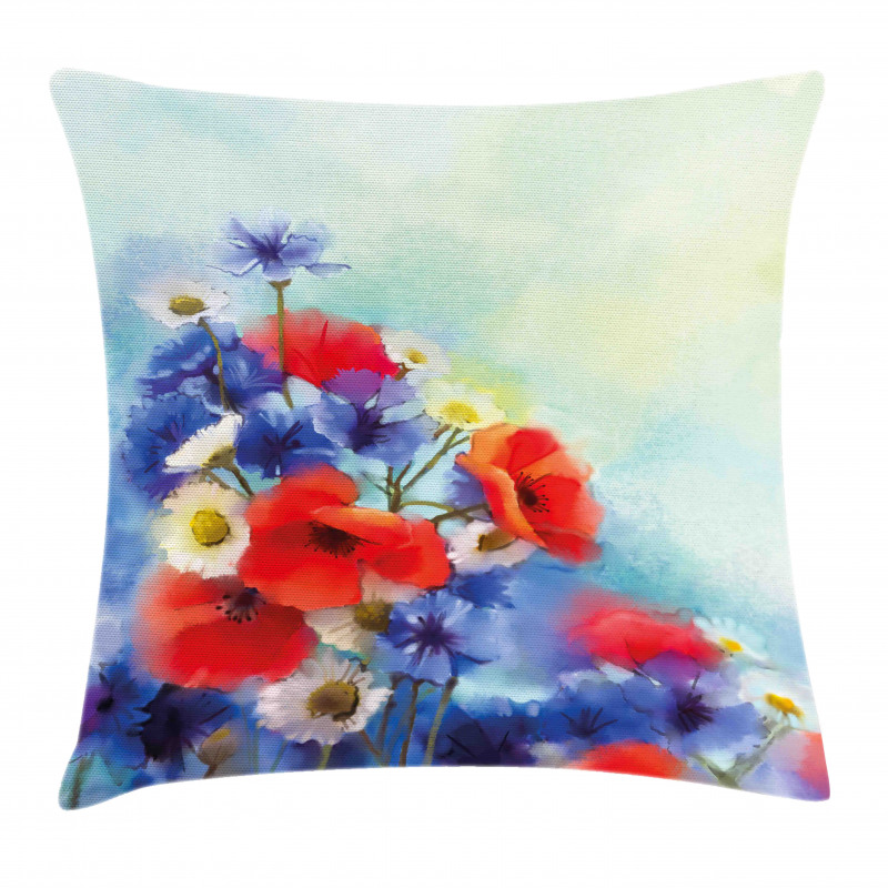 Poppy Chamomile Bouquet Pillow Cover