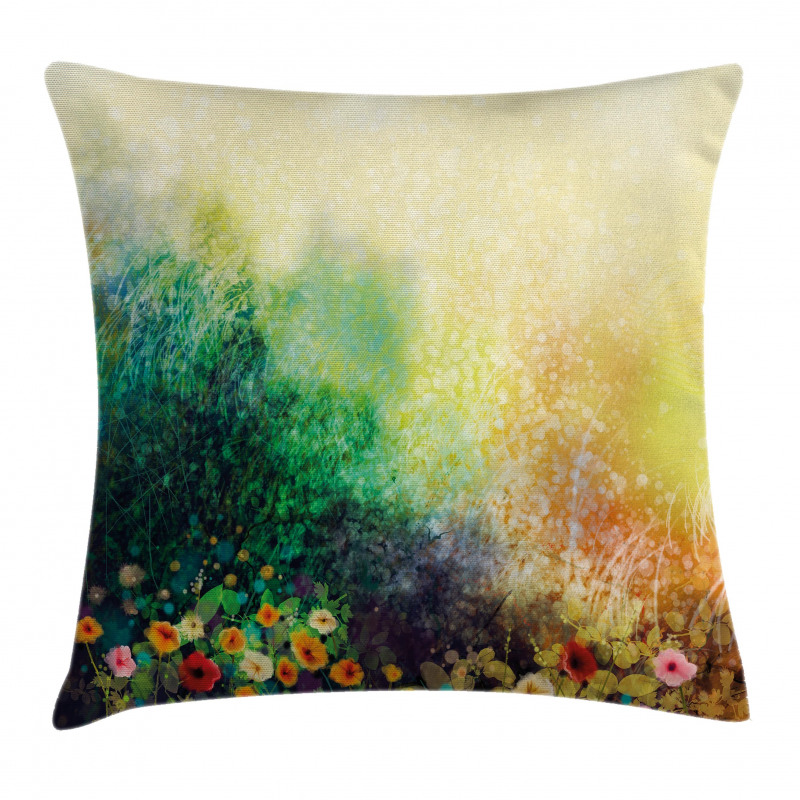 Wild Flowers on Meadow Pillow Cover