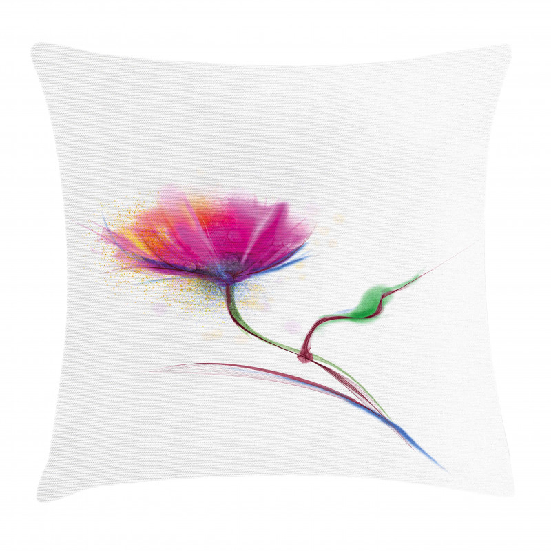 Watercolor Poppy Flower Pillow Cover