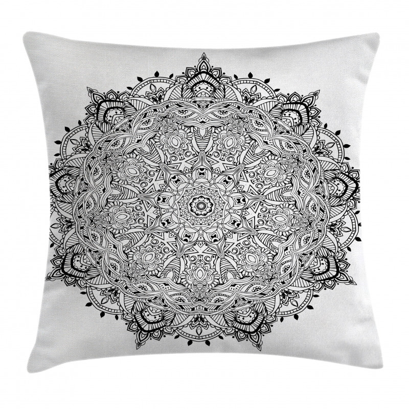 Mandala Art Black White Pillow Cover