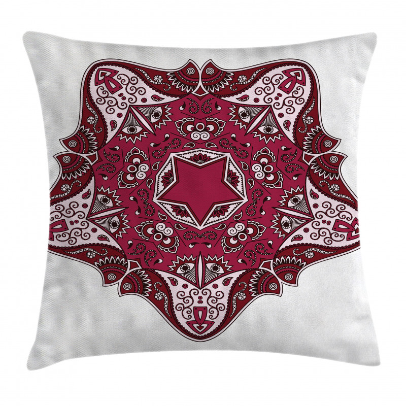Maroon Mandala Asian Pillow Cover