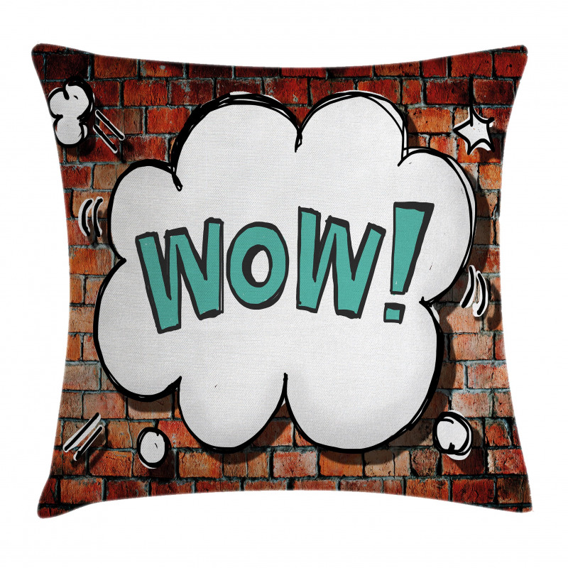 Words Cracked Brick Wall Pillow Cover
